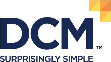 Logo: DCM, Surprisingly Simple.