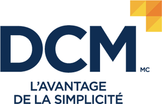 Logo: DCM, Surprisingly Simple.