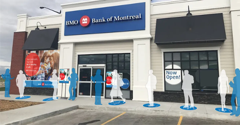 BMO exterior with decals for standing distance