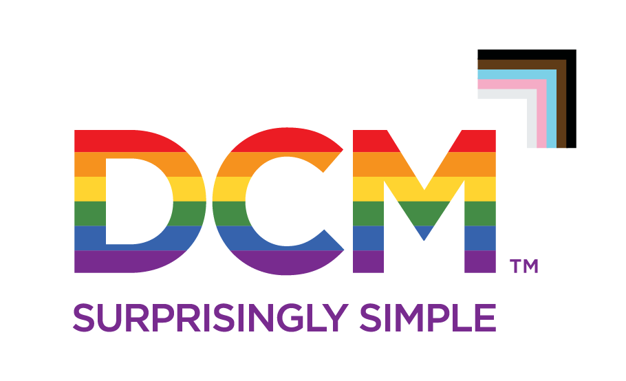 Logo: DCM, Surprisingly Simple.