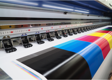 Large format printer with colour samples